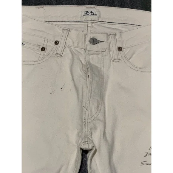 Polo Ralph Lauren The Varick Slim Straight Jeans 30x30 White Boat Button Fly - Picture 3 of 8